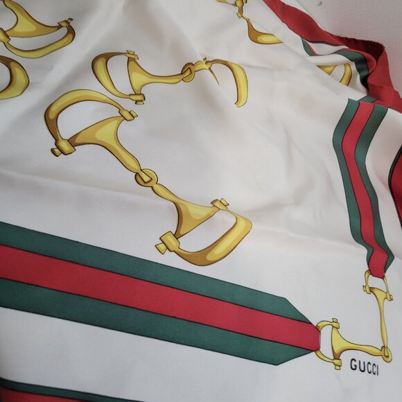 Vintage 1970's  Stirrup Pattern Gucci Scarf - Picture 3 of 6
